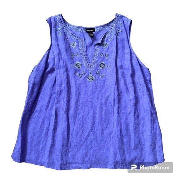 Lane Bryant Embellished Linen Blend Purple Top size 24/26 - Picture 1 of 2